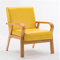 WIGSELBL Einzel-Sofa-Stuhl, Mitte des Jahrhunderts, PU-Leder, Akzentstuhl, Retro-Stil, moderner Massivholzrahmen, Lesesessel, gepolsterter Lounge-Sessel für Wohnzimmer (gelb)