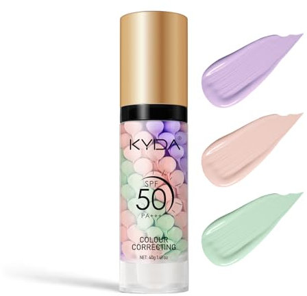 KYDA Farbkorrektierendes Face Primer, SPF 50 PA+++, Feuchtigkeitsspendende Make-up-Primer, Ein Schritt Aufhellende Primer für gleichmäßigen Hautton, Öl Control Skin Corrector