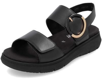 Remonte Damen Riemchensandalen D2K50, Frauen Sandalen,lose Einlage,flach,Sommerschuhe,Freizeitschuhe,offene Schuhe,Strandschuhe,schwarz (00),38 EU