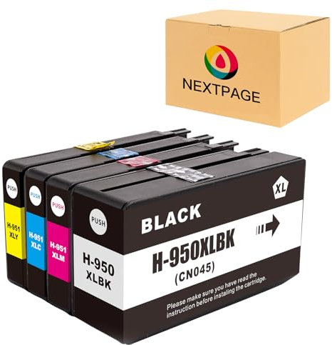 Nextpage 950xl 951xl Tintenpatronen Multipack 950 951 XL Ersatz für Hp Officejet Pro 251dw 276dw 8100 8600 8610 8620 8630 8640 8650 8660 8615 8616 8625 Drucker (Schwarz Cyan Magenta Gelb)
