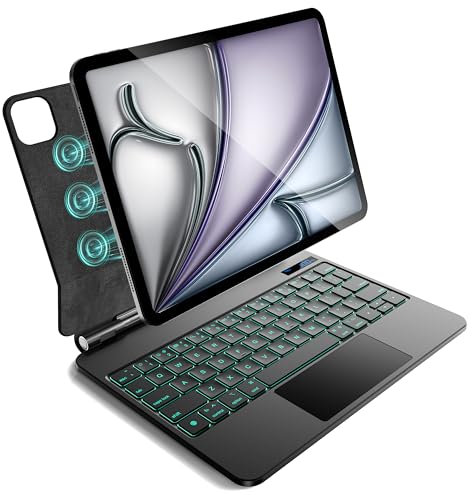 CSZZACME Funda con teclado para iPad Air de 11 pulgadas M2 2024, iPad Air de 5ª y 4ª generación y iPad Pro de 11 pulgadas con teclado 2022 – 2018, fijación magnética, trackpad multigesto, 7