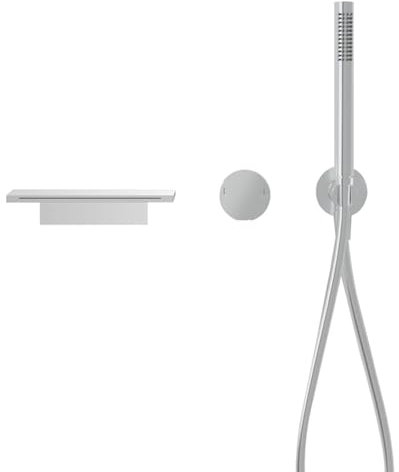 Wasserfall Badewanne Unterputz Armatur Set mit Handbrause 2 Ausgänge Einhebelmischer Wannenarmatur aus 59# Feinkupfer,verchromt