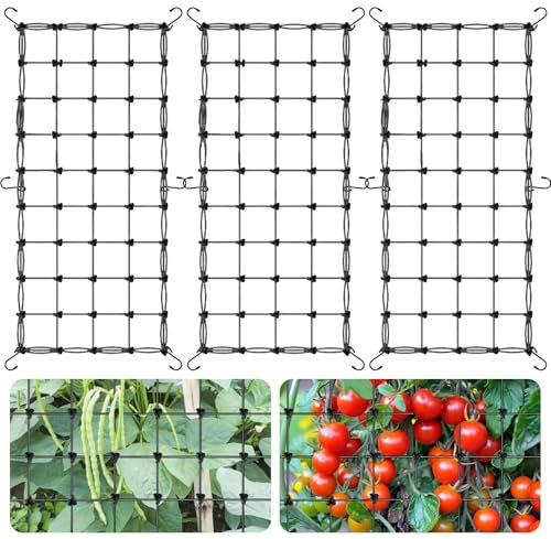 CAUTIOUS 3 PCS Filets de Treillis de Jardin 60 x 120 cm Filet de Treillis pour Plantes Filet Plante Grimpante Exterieur Réutilisable Filet de Tente de Culture avec Crochet pour Plantes Légumes Fruits