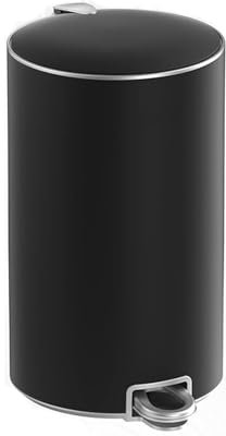 ASerZenith Waste Bin 8L/12L/15L Household Large Stainless Steel Trash Can Kitchen Bathroom Bedroom with Lid Trash Can Rubbish Bin (Black 15l)