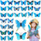 ERBO 50 Stück Blau Schmetterlinge Deko mit Sicherheitsnadeln, PVC Schmetterling Brosche, für Kinderzimmer Deko, Dekoration Curtains, Dining Table, Büro (Blau)