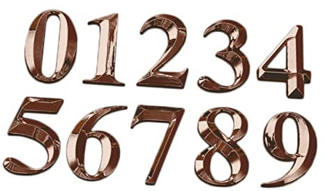 ETHZZLE 10stücke Zahlenschild Hausnummer Adressziffern Schild Für Tür Zimmer Stockwerk Figur Aufkleber Für Jede Zahl Kupferfarben