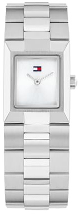 Tommy Hilfiger Damen-Quarzuhr mit Rechteckigem Gehäuse und Edelstahlarmband