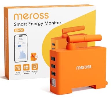 Meross EM06 (150 A) Smart Meter WLAN 3-Phasen Stromzähler mit 6 Messkanälen, DIN-Schiene Energiezähler mit Stromüberwachung für Solarpanels, PV-Systeme, Haushalt und Gewerbe