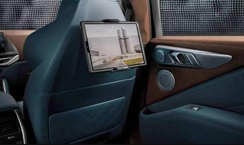 BMW Travel & Comfort Support de tablette PRO – Pivotant à 360°, inclinable et montage sans outil, convient aux véhicules avec Travel & Comfort (SA 4FL) ou barres d'appui-tête + jeton de courses