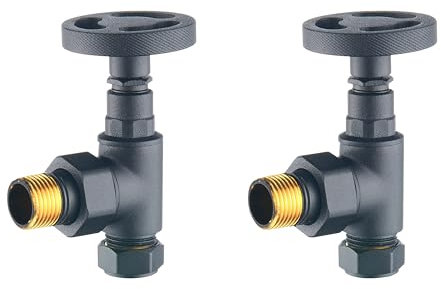Keenware Milano Angled Industrial Style Radiator Valves: Anthracite Grey