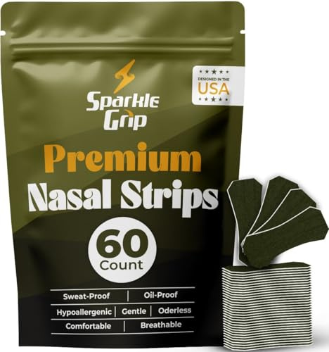 Universal Nose Strips for Breathing (60 Count) Oil&Sweat Proof Adhesive-Athletic Nasal Strips for Snoring & Sleeping-Army Green, Wide, Size Fit All Extra Strength Snoring Solution for Sleep USA Brand