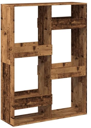 GPWERSDF Raumteiler Altholz-Optik 100x33x135 cm Holzwerkstoff mit 6 Fächern, vielseitiges Bücherregal und Raumtrenner für Wohnzimmer, Schlafzimmer, Pflegeleichte Oberfläche