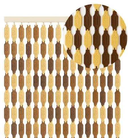 PALUPLUS Tenda a Piastrine Melange Antimosche in Polietilene, misura 120x225 cm, tenda per porte e finestre, moschiera a pannello, Frangivista e Decorazione, zanzariera insetti -7121C-2,8 (Marrone)