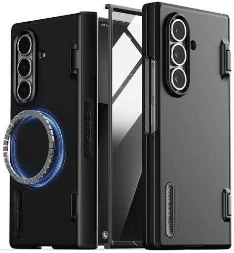 VRS DESIGN Terra Guard Modern für Galaxy Z Fold 7 (2025) - Magnetische Handyhülle mit integriertem Displayschutz, robuster zweilagiger Schutz & federbelasteter Scharnierabdeckung (Mattschwarz)