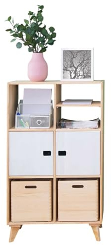 Astigarraga Standregal aus Kiefernholz | Regal-Set Allrounder | Würfelregal | Highboard mit Beinen | Vollholz | 118,9 x 70,8 x 33 cm | EU Ecolabel | PEFC Zertifiziert