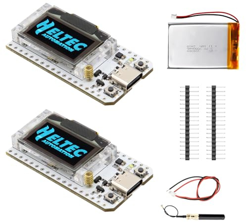 APKLVSR LoRa ESP32 V3 Entwicklungsplatine mit 3000mAh Akku,Meshtastic LoRa ESP32 Modul mit 868MHz Antenna und OLED Display,WiFi + BLE Dual-Core IOT Board Kompatibel mit Arduino LoRawan (2 Stück)