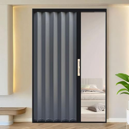 yurstcggh Faltbare Falttür, Schiebetür, Aluminiumlegierung, Innenfalttüren, Weiß/Grau, Leichtgängiges Schieben und Ziehen, für Schlafzimmer, Badezimmer, Küche, Büro 60×183cm