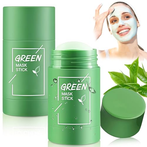2 Pack Green Mask Stick,Green Tea Deep Cleanse Mask, Grüne Tee Maske für Tiefenreinigung, Green Mask stick Mitesser -Reinigungsmaskenstock für Moisturizing Nourishing Skin, Für Alle Hauttypen