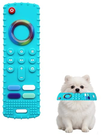 Remote Control Silicone Puppy Teething Toy, Interactive Toy for Small Dogs | Puppy Toys for Boredom Relief & Mental Stimulation, Dog Teething Toys for Puppies (Blue)
