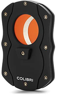 Colibri Coupe cigares Cut|Double Guillotine| Noir et Orange|Déclenchement Lames à Ressort|jauge jusqu'à 62 Anneaux| Conception Ergonomique |livré dans Une boîte-Cadeau