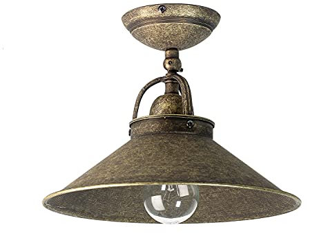 Licht-Erlebnisse Premium Deckenlampe Echt-Messing in Bronze Antik Wohnzimmer Flur Esszimmer Ø25 cm E27 rund schwenkbare Industrial Deckenleuchte