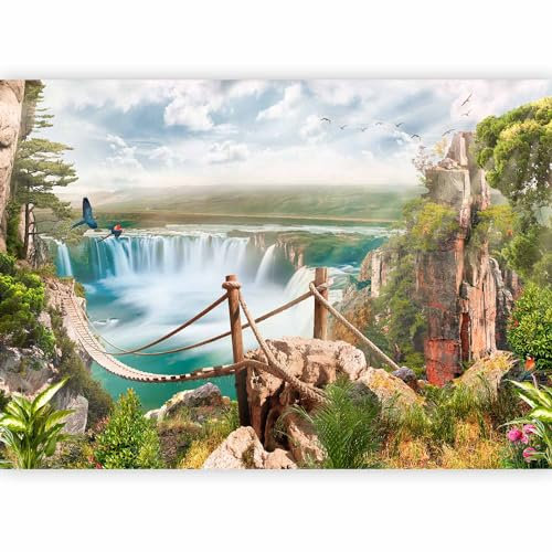 murando Fotomurales 350x256 cm XXL Papel pintado tejido no tejido Decoración de Pared decorativos Murales moderna de Diseno Fotográfico - Cascada Naturaleza Paisaje c-B-0138-a-a