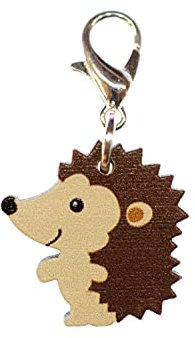 Miniblings Igel Charm Zipper Pull Garten Waldtier Herbst Tier Holz - Handmade Modeschmuck I Kettenanhänger versilbert - Bettelanhänger Bettelarmband - Anhänger für Armband