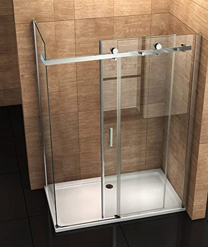 Duschkabine 160x90 cm Eckdusche Duschabtrennung Dusche Schiebetür Duschtür Duschwand ESG Sicherheitsglas NANO-Beschichtung