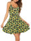 UNibelle Sommerkleid Damen Kurz Kleid Ärmellos V-Ausschnitt Blumenkleid Knielang Spaghettiträger Strandkleider Rüschen Kleider Zitrone S