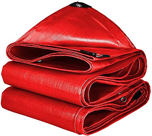 Lona impermeable roja multiusos anti UV resistente al desgarro con ojales reforzados por Woven PE para acampar al aire libre Caravanas cubriendo 2 x 2 m