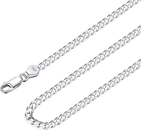 Suplight Panzerkette Herren 925 Silber Gliederkette 3mm Breit Kubanische Kette 61cm lang Jungs Frauen Silberkette Unisex Halskette Silberkette Cuban Chains Echtschmuck