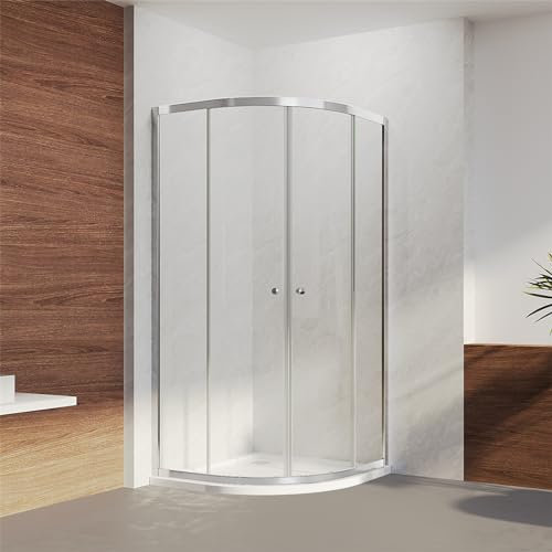 Duschkabine Viertelkreis 80x80 Runddusche Duschabtrennung Schiebetür Duschwand 185cm Duschtür