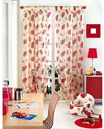 aquilone Disney Cars Pixar Vorhang, Einrichtungsgegenstand für Kinderzimmer, 140 x 290 cm, cremefarben