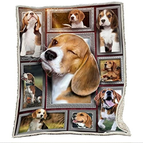 Beagle Flanell Decke 3D Druck Tier Hund Winter Warme Weich Kuscheldecke Kinder Erwachsene Jungen Microfaser Flauschig Decke Home Couch/Bett/Büro Wohndecke 150x200 cm