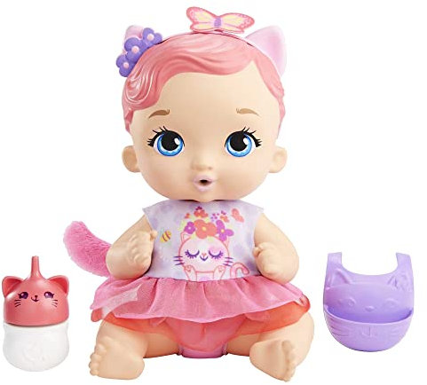 My Garden Baby Feed & Change Baby Kitten Doll (12-in) & Accessories, with Reusable Diaper, Bib, and Bottle, Great Gift for Kids Ages 3Y+
