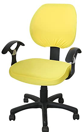 Highdi Coprisedia Ufficio Elasticizzato Coprisedie Gaming, 2 Pezzo Separato Fodere Coprisedia Girevole Ufficio, Tinta Unita Coprisedia da Computer con braccioli per Sedia da Ufficio (giallo oca)