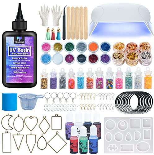 VidaRosa UV-Harz-Set mit Licht, super kristallklar, hartes Harz, Sonnenlichthärtung, Schnellstart-Set für Schmuckherstellung, Kuppeln, Beschichtung und Gießen, DIY Basteln