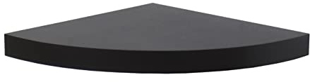 HERSIG - Estante Esquinero Curvo Flotante de Pared Negro Baldas para Baño o Dormitorio Fijación Oculta y Resistente de hasta 10 kg - 29,5x29,5 cm
