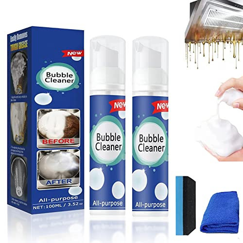 MOF Chef Reinigungspulver, Ivila Bubble Cleaner, Schäumender Schwerölfleckenreiniger, Allzweck-Bubble Cleaner-Schaumspray, Leistungsstarkes Fleckentfernungsset (2Stück, 30ML)