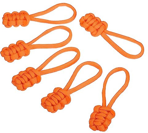 PATIKIL 10Pack Reißverschlusszüge Ersatz Erweiterungskabel Handgriff Befestigung Zuglasche Verlängerer Fixierer Schieber Kopf Reparatur Kit für Gepäck Rucksack Jacke Orange