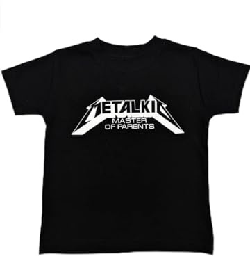 Metal Kid Master of Parents Heavy Metal Band Baby & Kids T-Shirt | Unisex Cool Rock Music Tee Short Sleeve Top | Baby & Kids Gifts UK (1-2 Years, Black)