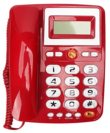 Telefono a Pulsanti Grandi per Anziani, Telefono Fisso con Fili a Pulsanti Grandi Digitali, Regolazione Luminosità LCD, Regolazione Luminosità LCD a 5 Livelli per Non Udenti e Non Vedenti