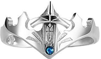 XJruixi Anime Fate Stay Night Ring Saber Altria Pendragon Cosplay Unisex Adjustable Blue Diamond Sword Rings Accessories Jewelry Gift