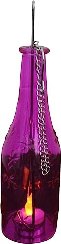 Echtglasflasche Kerzenhalter Flasche zum aufhängen versch. Farben erhältlich 14466 (pink)