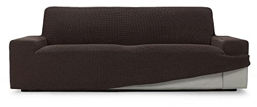 SOFASKINS® super elastischer überzug, Sofabezug 2 sitzer, atmungsaktiv, bequem und langlebig, Sofa überzug, Einfach anzubringen, Maße (140-180Cm), Farbe braun