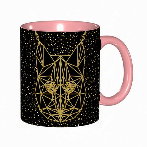 Kaffee-Tasse Schatz - Abstrakter Luchs. Goldene glitzernde Textur. In einer durchgehenden Linie gezeichnetes Porträt Becher/Mug als witziges Geschenk/Lustige und Originelle Geschenke/Tee-Kaffeetasse