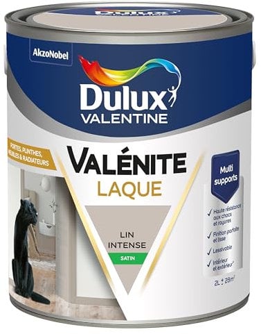 Dulux Valentine Peinture Laque Valénite Intérieur et Extérieur Multi-supports - Finition parfaite et lisse, Formule Haute Résistance - Satin Lin Intense 2 L