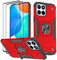 KANSi Funda para Honor 70 Lite/Honor X6 / Honor X8 5G, Cristal Vidrio Templado [2 Piezas] Capa Anillo iman Soporte Hard PC y Silicona TPU Antigolpes Armor Carcasa - Rojo