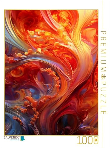 CALVENDO Puzzle Organische Formen aus Glas in roten Wellen | 1000 Teile Lege-Größe 64 x 48 cm Foto-Puzzle für glückliche Stunden