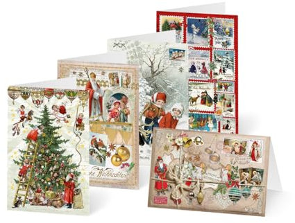 Unicef Weihnachtskarten Set (10 St., 5 Motive) Weihnachtsnostalgie - Spendenkarten Premium Klappkarten inklusive Briefumschlag - hochwertige Grußkarten für Freunde & Familie 17,5 x 11,7 cm